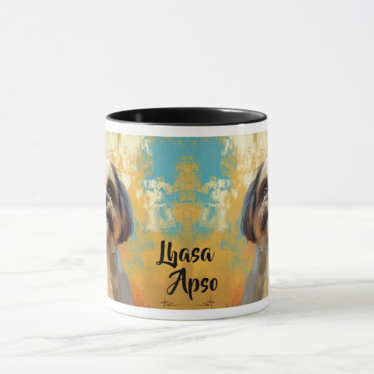 Lhasa Apso Dog Impressionistisch Paint Tasse (Zentrum)