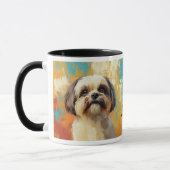 Lhasa Apso Dog Impressionistisch Paint Tasse (Links)