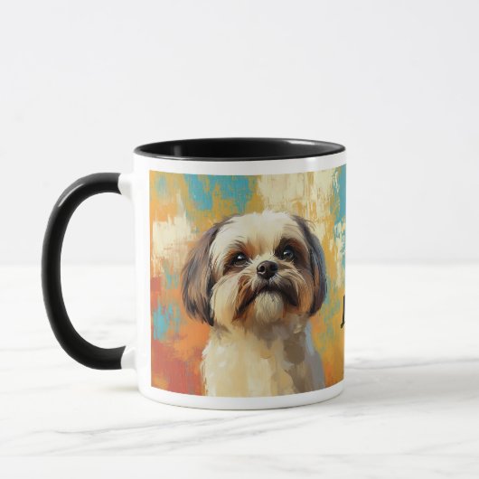 Lhasa Apso Dog Impressionistisch Paint Tasse (Links)