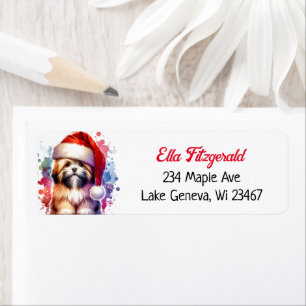 Lhasa Apso Dog in der Weihnachtsmannmütze Weihnach