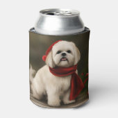 Lhasa Apso Dog in Schnee Weihnachten Dosenkühler (Kanne Vorderseite)
