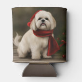 Lhasa Apso Dog in Schnee Weihnachten Dosenkühler (Rückseite)