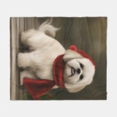 Lhasa Apso Dog in Schnee Weihnachten Fleecedecke (Vorderseite (Horizontal))