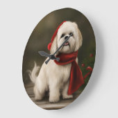 Lhasa Apso Dog in Schnee Weihnachten Große Wanduhr (Winkel)