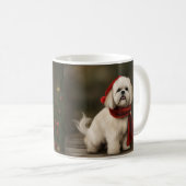 Lhasa Apso Dog in Schnee Weihnachten Kaffeetasse (VorderseiteRechts)