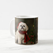 Lhasa Apso Dog in Schnee Weihnachten Kaffeetasse (Vorderseite Links)
