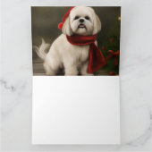 Lhasa Apso Dog in Schnee Weihnachten Karte (Innenseite)