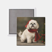 Lhasa Apso Dog in Schnee Weihnachten Magnet (Vorderseite/Rückseite)