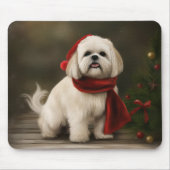 Lhasa Apso Dog in Schnee Weihnachten Mousepad (Vorne)