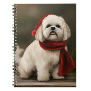 Lhasa Apso Dog in Schnee Weihnachten Notizblock
