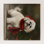 Lhasa Apso Dog in Schnee Weihnachten Puzzle (Horizontal)