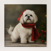 Lhasa Apso Dog in Schnee Weihnachten Puzzle (Vertikal)