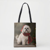 Lhasa Apso Dog in Schnee Weihnachten Tasche (Vorderseite)