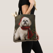 Lhasa Apso Dog in Schnee Weihnachten Tasche (Von Nahem)