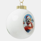 Lhasa Apso Dog in Sledge Let it Schnee Weihnachten Keramik Kugel-Ornament (Links)