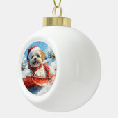 Lhasa Apso Dog in Sledge Let it Schnee Weihnachten Keramik Kugel-Ornament (Rechts)