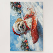Lhasa Apso Dog in Sledge Let it Schnee Weihnachten Puzzle (Vertikal)