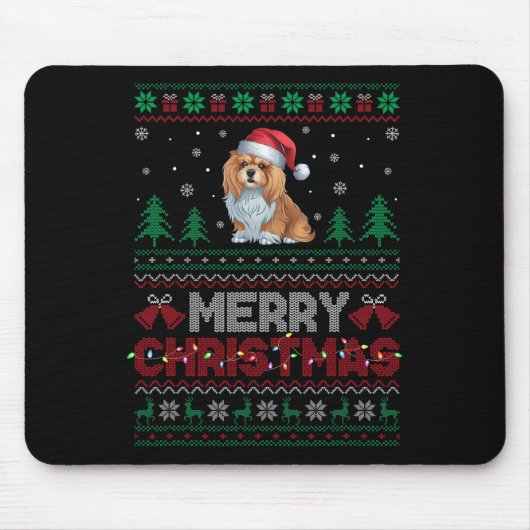 Lhasa Apso Dog Lovers Weihnachtsmannmütze Weihnach Mousepad (Vorne)