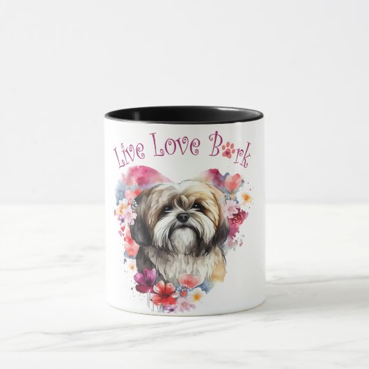 Lhasa Apso Dog Mama Floral Tasse (Zentrum)
