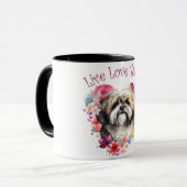Lhasa Apso Dog Mama Floral Tasse (Vorderseite Links)
