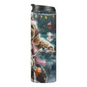 Lhasa Apso Dog Reiten Motorrad Weihnachten Thermosbecher (Nach rechts gedreht)