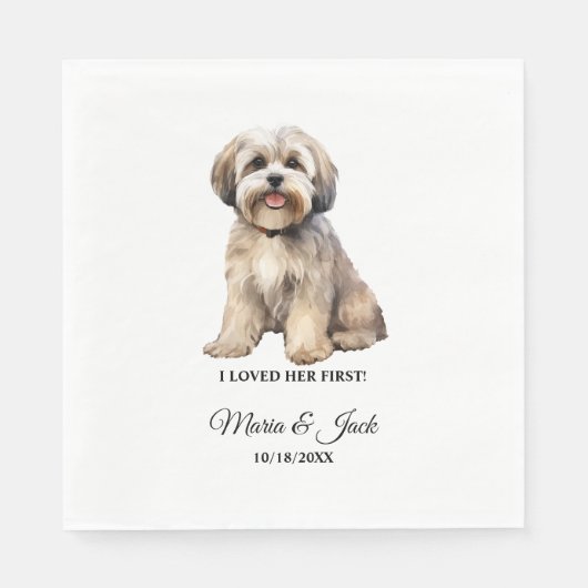 Lhasa Apso Dog Wedding Napkins mit Foto Serviette (Vorderseite)
