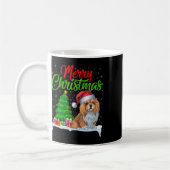 Lhasa Apso Dog Weihnachtsbaum Lichter Funny Xmas D Kaffeetasse (Links)