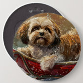 Lhasa Apso Dog Weihnachtsfest Button (Vorne & Hinten)