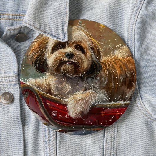 Lhasa Apso Dog Weihnachtsfest Button (Beispiel)