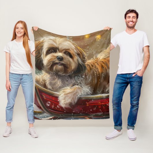 Lhasa Apso Dog Weihnachtsfest Fleecedecke (Beispiel)