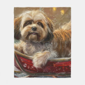 Lhasa Apso Dog Weihnachtsfest Fleecedecke (Vorderseite)