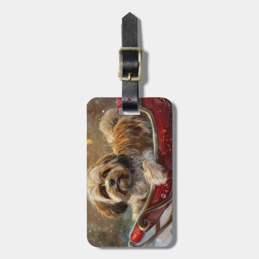 Lhasa Apso Dog Weihnachtsfest Gepäckanhänger (Vorderseite vertikal)