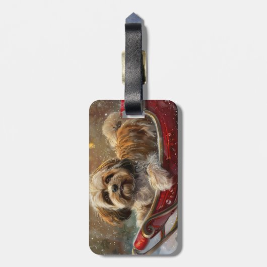 Lhasa Apso Dog Weihnachtsfest Gepäckanhänger (Rückseite vertikal)