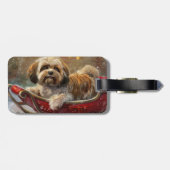 Lhasa Apso Dog Weihnachtsfest Gepäckanhänger (Rückseite horizontal)
