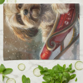 Lhasa Apso Dog Weihnachtsfest Geschirrtuch (Gefaltet)