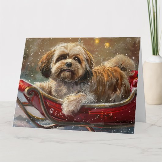 Lhasa Apso Dog Weihnachtsfest Karte (Vorderseite)