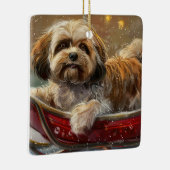 Lhasa Apso Dog Weihnachtsfest Keramikornament (Rechts)
