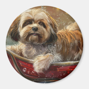 Lhasa Apso Dog Weihnachtsfest Magnet