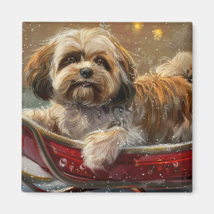 Lhasa Apso Dog Weihnachtsfest Magnet