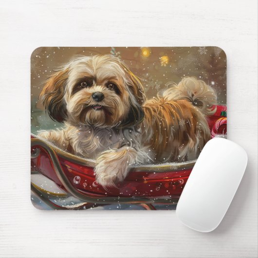 Lhasa Apso Dog Weihnachtsfest Mousepad (Mit Mouse)
