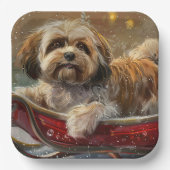 Lhasa Apso Dog Weihnachtsfest Pappteller (Vorderseite)