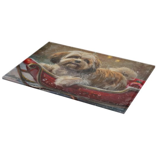Lhasa Apso Dog Weihnachtsfest Schneidebrett (Ecke)