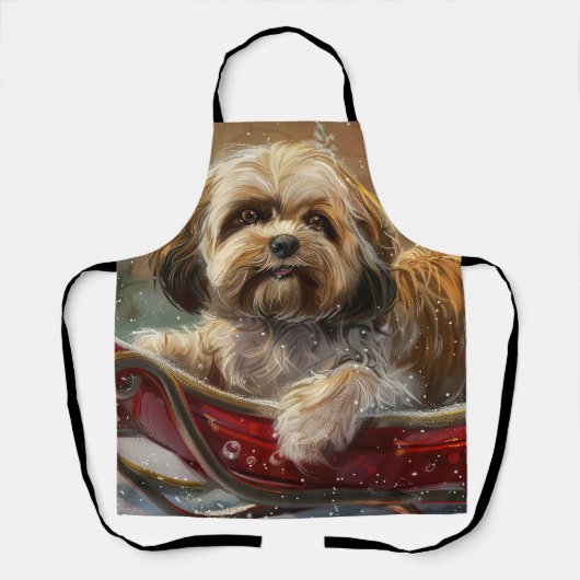 Lhasa Apso Dog Weihnachtsfest Schürze (Vorderseite)