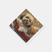 Lhasa Apso Dog Weihnachtsfest Serviette (Ecke)