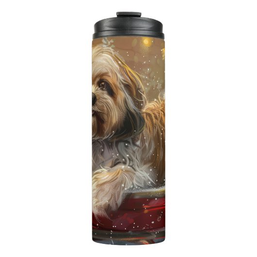 Lhasa Apso Dog Weihnachtsfest Thermosbecher (Vorderseite)