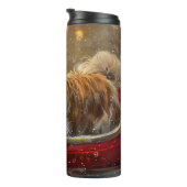 Lhasa Apso Dog Weihnachtsfest Thermosbecher (Nach rechts gedreht)