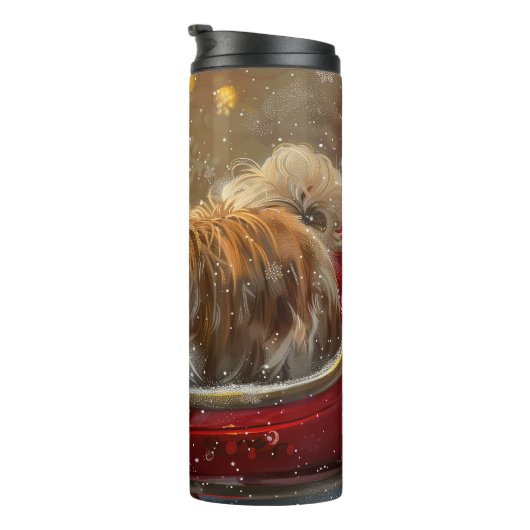 Lhasa Apso Dog Weihnachtsfest Thermosbecher (Nach rechts gedreht)