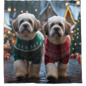 Lhasa Apso Dogs Christmas Snow Holiday Duschvorhang (Vorderseite)
