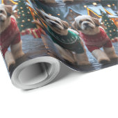 Lhasa Apso Dogs Christmas Snow Holiday Geschenkpapier (Rolleneckpunkt)