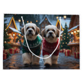 Lhasa Apso Dogs Christmas Snow Holiday Große Geschenktüte (Rückseite)